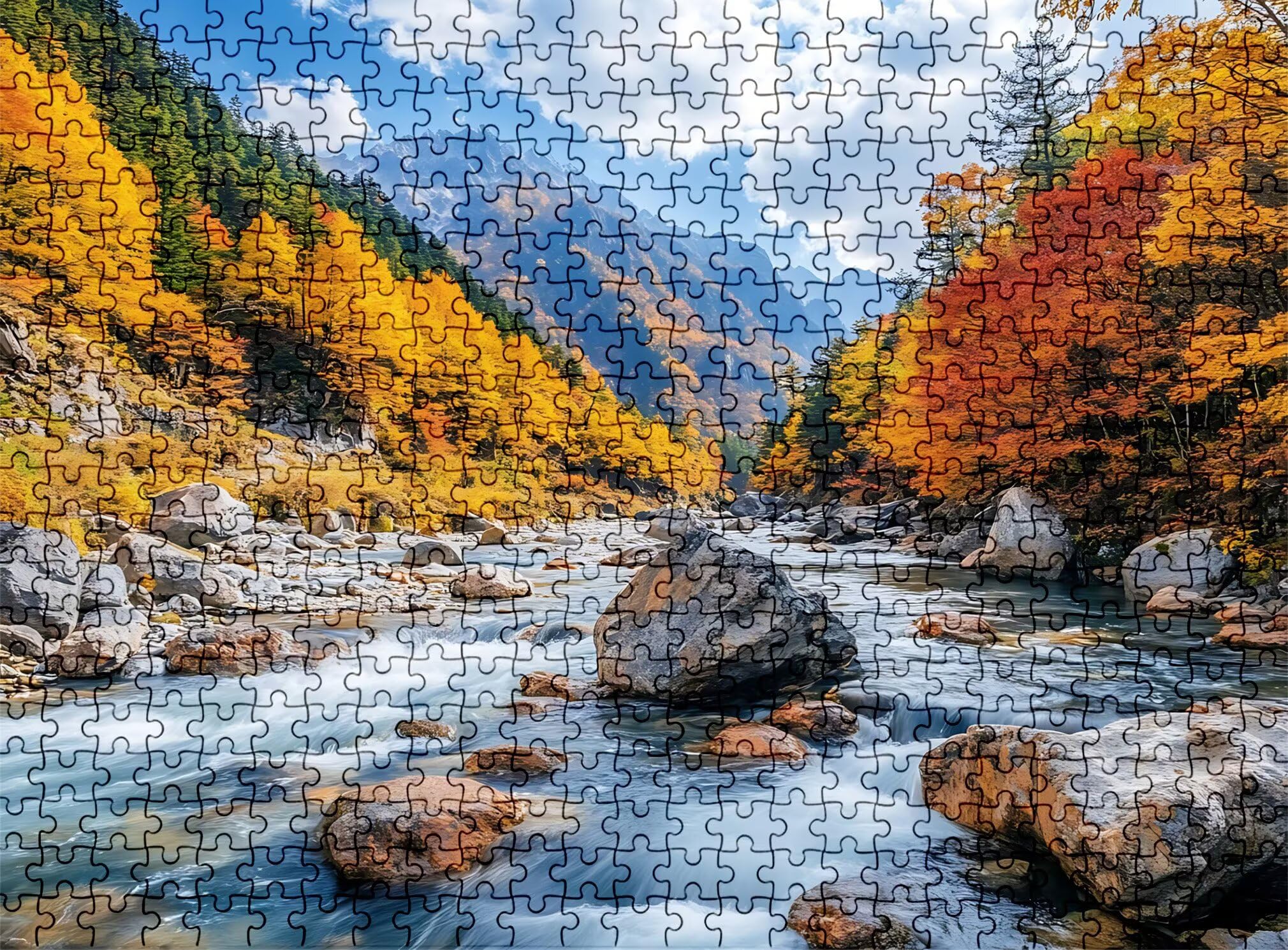 Puzzle 1500 elementów dla dorosłych, leśna rzeka Trudne i kolorowe drewniane puzzle, duża łamigłówka 87 x 57 cm, gra antystresowa z plakatem, dekoracja ścienna do domu, prezent urodzinowy dla kobiet
