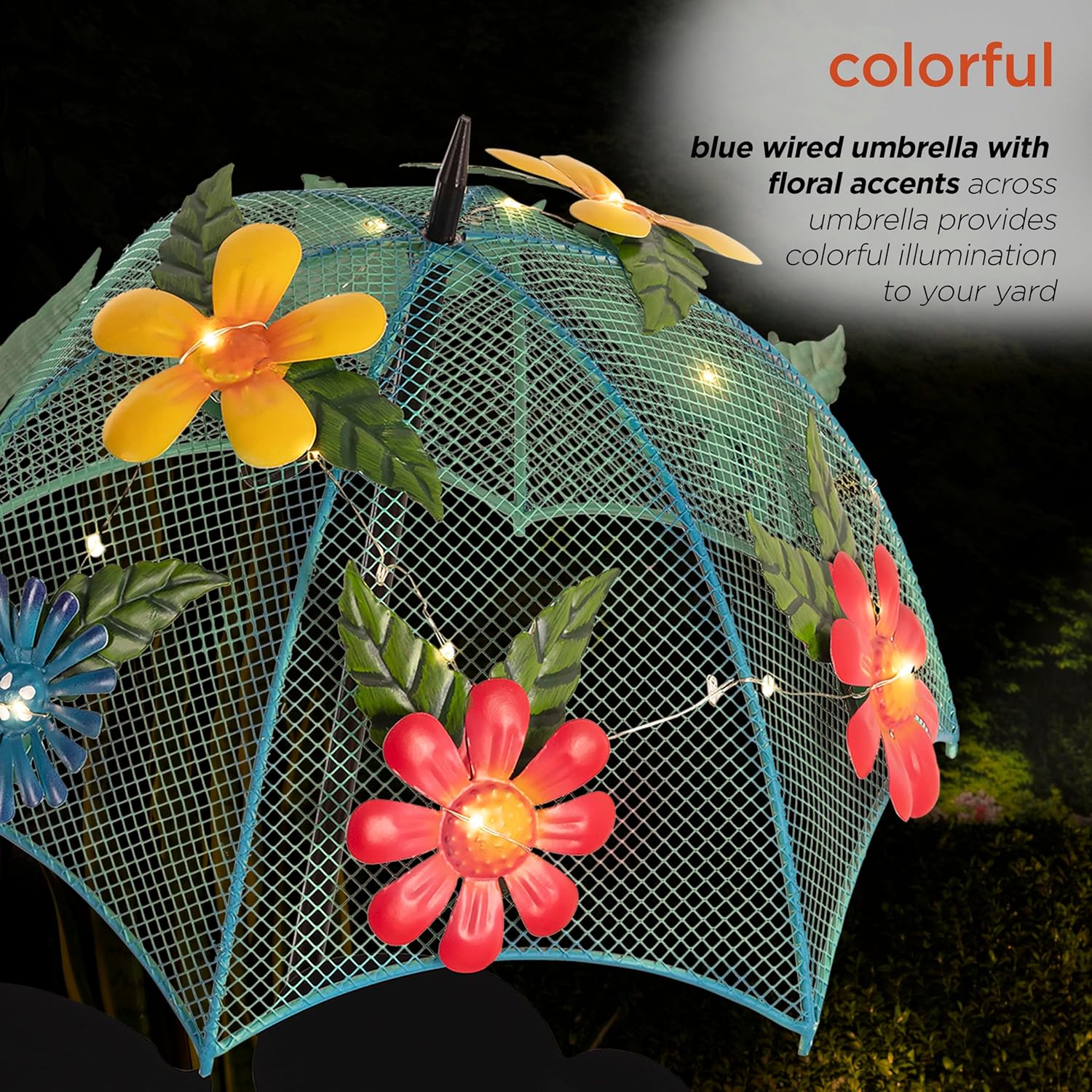 Alpine Corporation 39" Tall Outdoor Solar Powered LED Lights Girl and Boy Silhouette with Umbrella Yard Statue