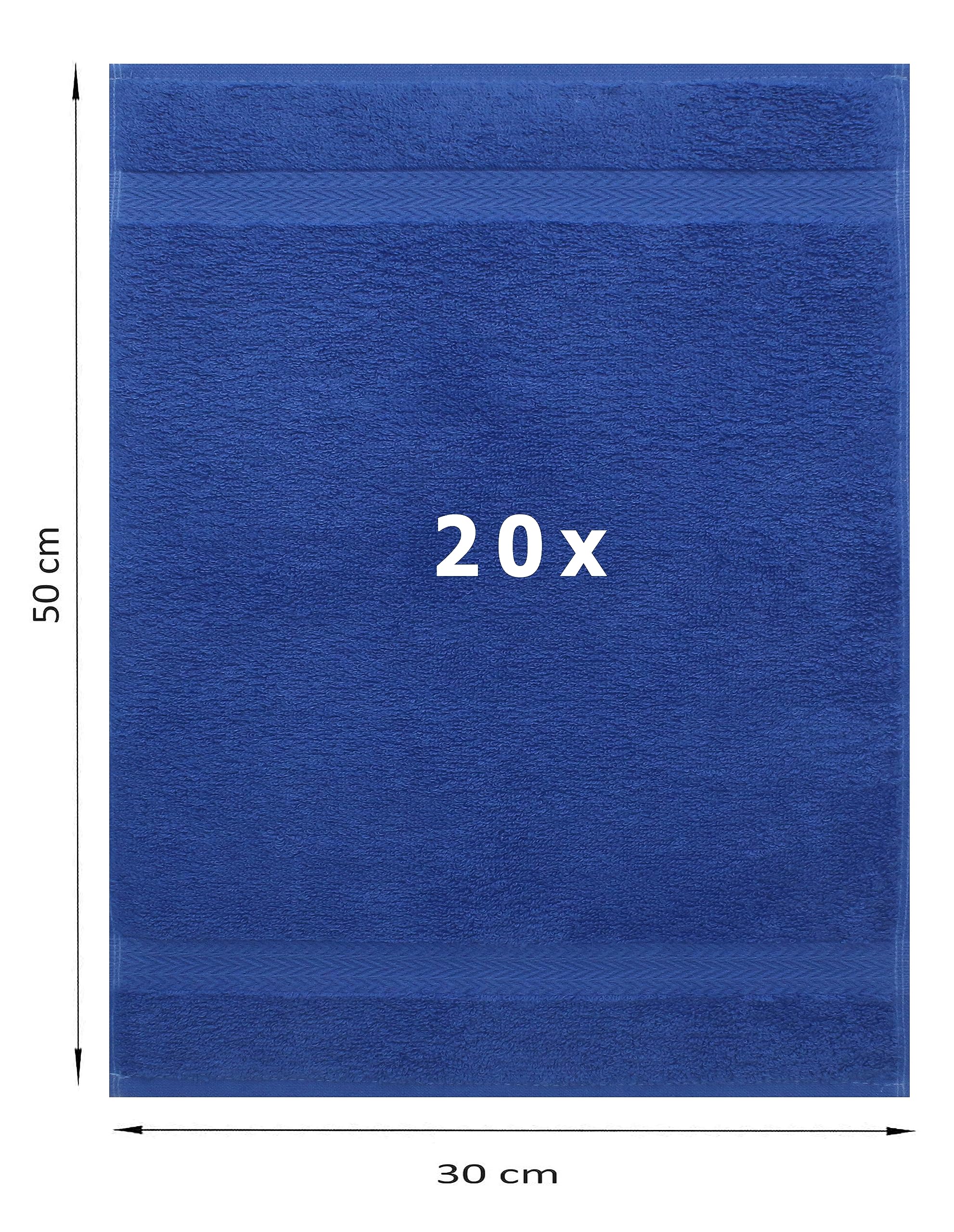 Betz 20 Toallas de tocador Premium 100% algodón 30x50 cm Color Azul