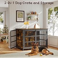 Vista 5 de Mueble Jaula para Perros de 46'' Jaula para Perros de Raza Grande Jaulas para Perros de Interior Jaulas para Perros de Madera Mesa Auxiliar Jaula