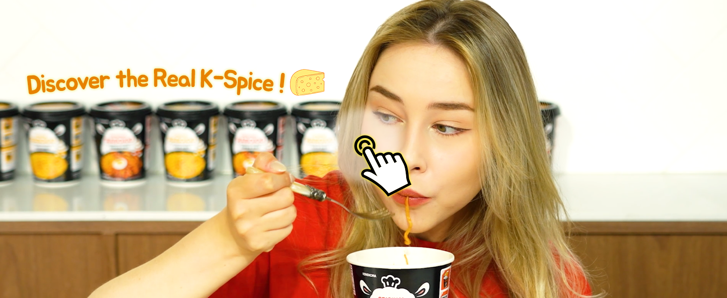 KINIKORA Premium Instant Rabokki Cup - Cheese Flavor, 2 Cups, Korean Ramen & Tteokbokki, Quick and Easy Street Food