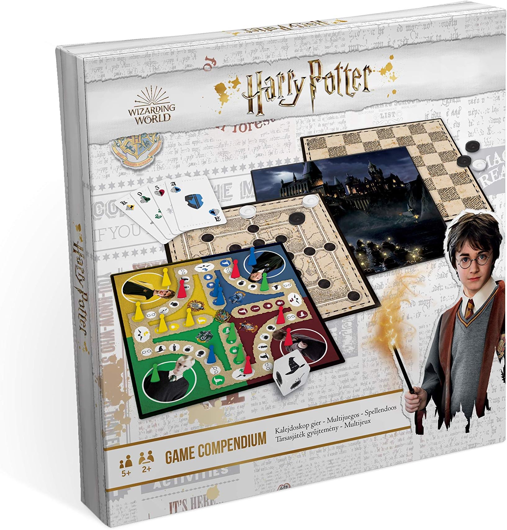 Cartamundi Harry Potter Games Compendium, Enjoy 35 Different Harry Potter Themed Board Games, Including Nine Men's Morris, Draughts, Ludo, Ladders, Great Gift for Kids Aged 5+