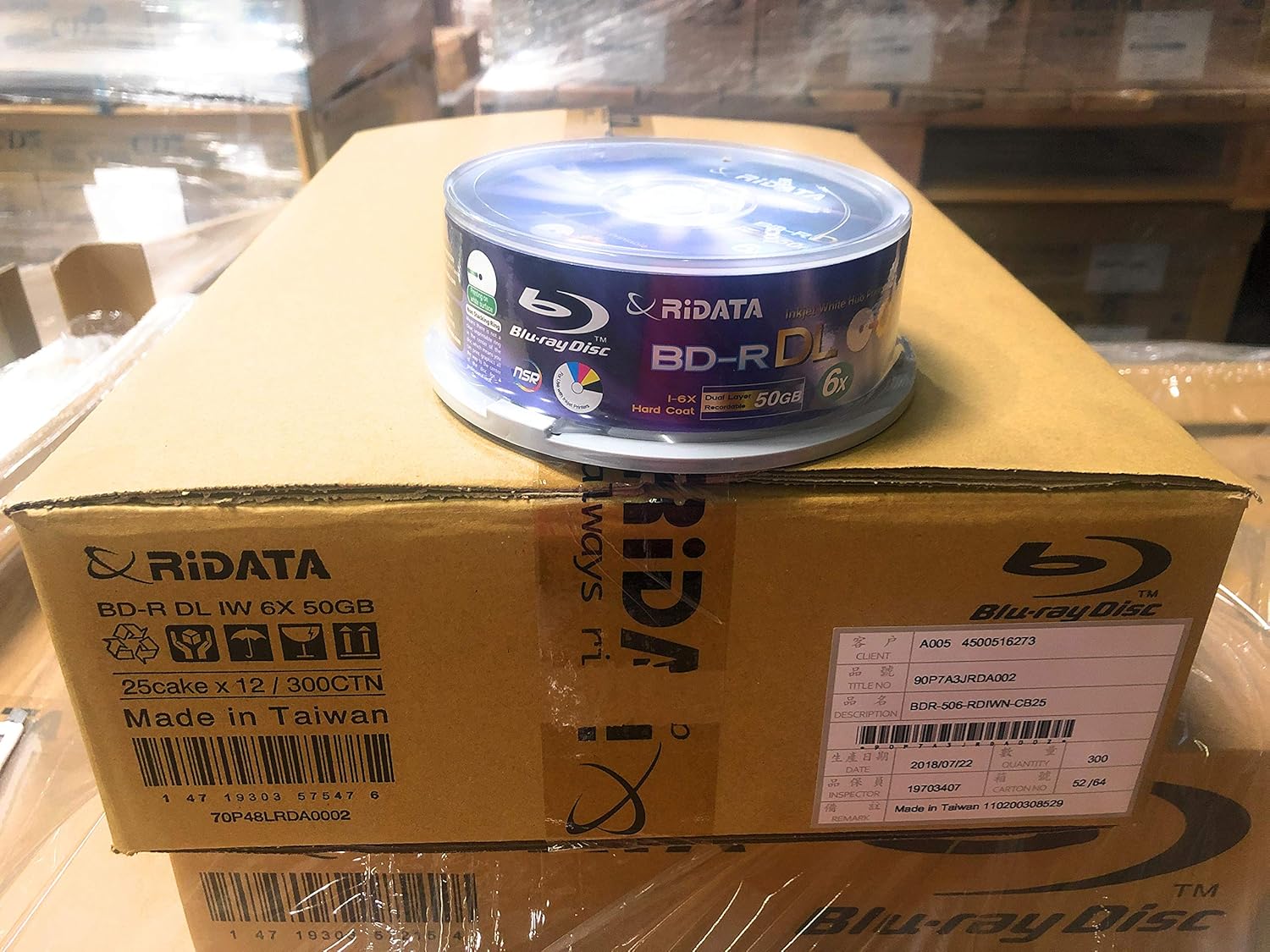 RiData 50GB BD-R 6X Blu-ray Disc, Inkjet Printable - 25-Pack (90P7A3JRDA002)