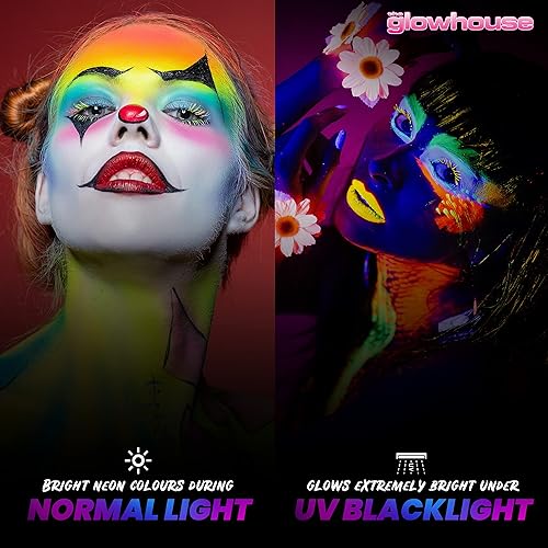 Miniatura 4 de The Glowhouse Barra de pintura corporal de neón UV (paquete de 6) pintura fluorescente más brillante que brilla en la oscuridad bajo luz UV