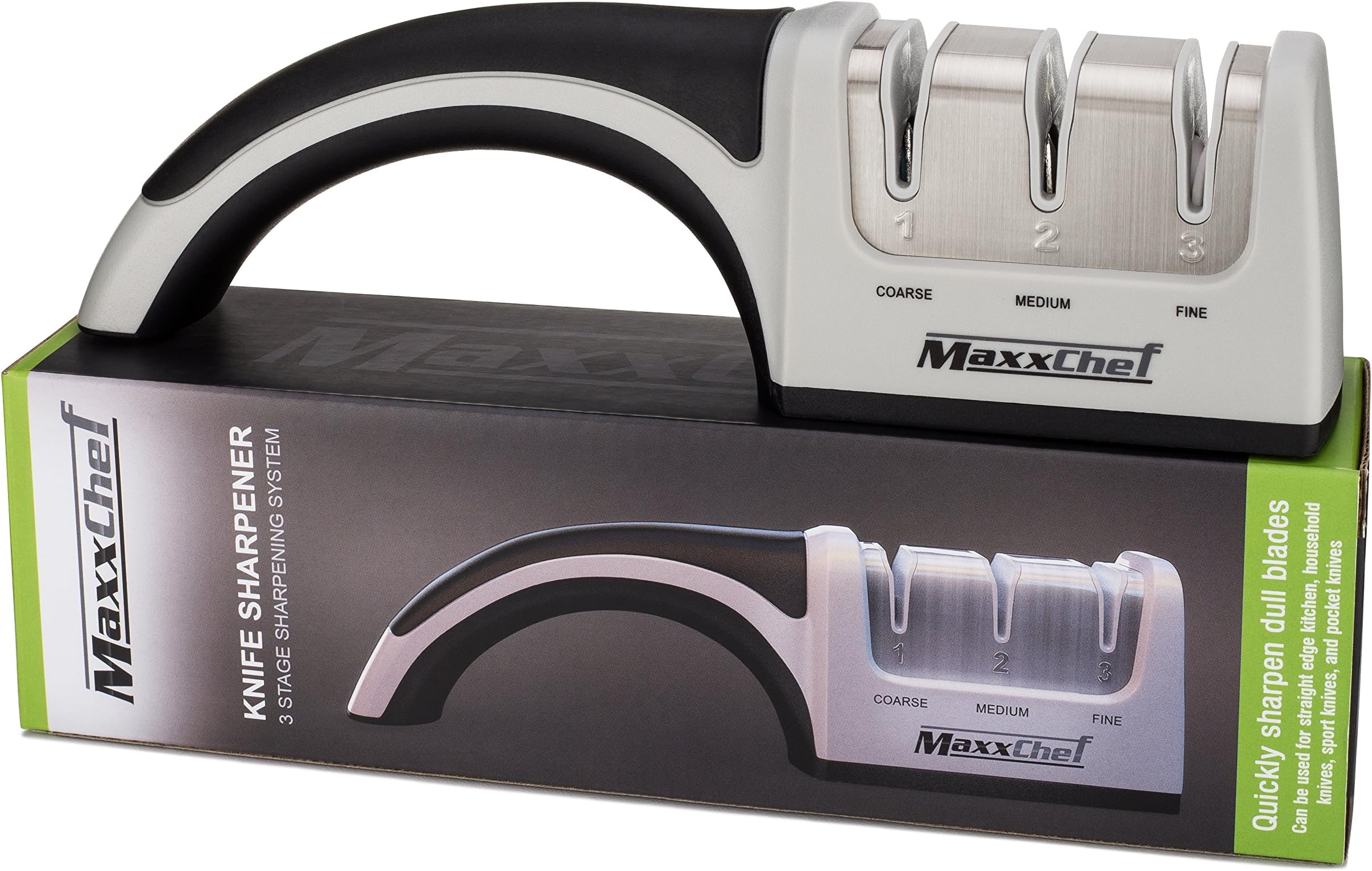 Knife Sharpener with 3 Stage Sharpening Wheel System to Sharpen Dull Knives