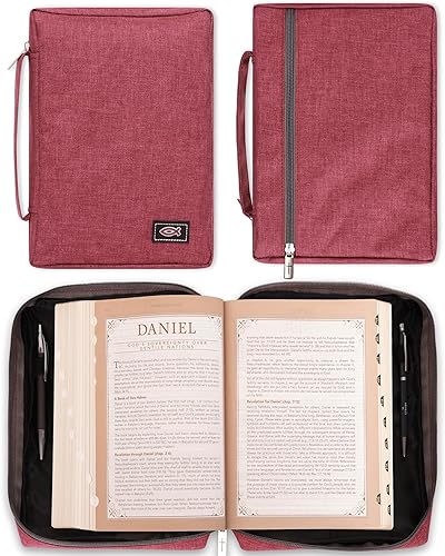 Miniatura 43 de Funda de lona para hombres y mujeres con cremallera para Biblia o libro con asa. Azul marino/Be Still