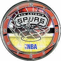Vista 1 de WinCraft NBA San Antonio Spurs - Reloj de pared cromado (12 pulgadas)
