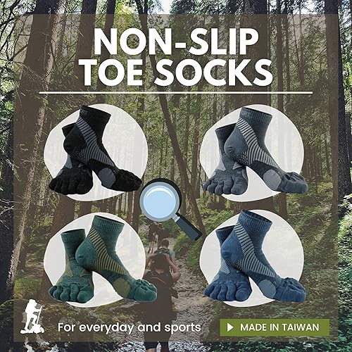 Miniatura 4 de M Magic Sport Calcetines antideslizantes de mezcla de lana merina con cinco dedos para hombres y mujeres para correr senderismo ciclismo camping