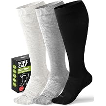 Wide Calf Compression Socks for Women Men Plus Size 2030 mmHg Bamboo Viscose Knee High Large Support Socks, 3 Pairs