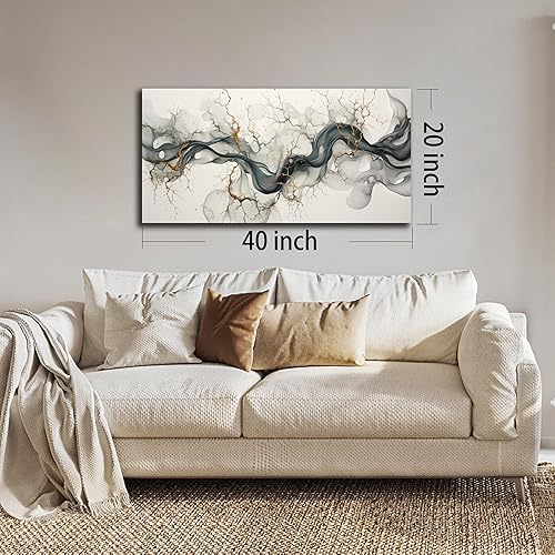 Miniatura 6 de Arte abstracto de pared para sala de estar, decoración de pared en negro, blanco y dorado, para oficina, impresiones modernas, arte de pared para