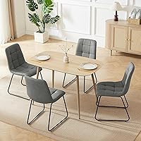 Vista 22 de Mesa de comedor moderna de granja de 47.2 pulgadas, mesa de comedor rectangular de madera con patas de metal para 4 personas para comedor, cocina