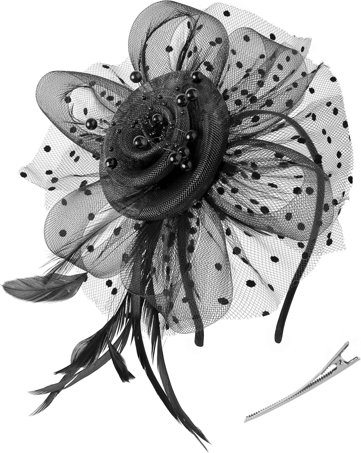 Fascinators Hat for Women Tea Party Headband Kentucky Derby Wedding Cocktail Flower Mesh Feathers Hair Clip