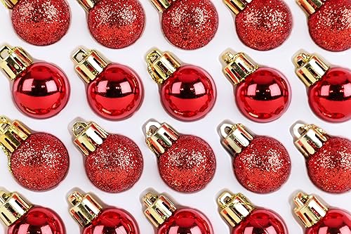 Miniatura 5 de Christmas Concepts - Juego de 25 mini bolas para árbol de Navidad (0.984 pulgadas). Decorados con purpurina, mate y brillante .