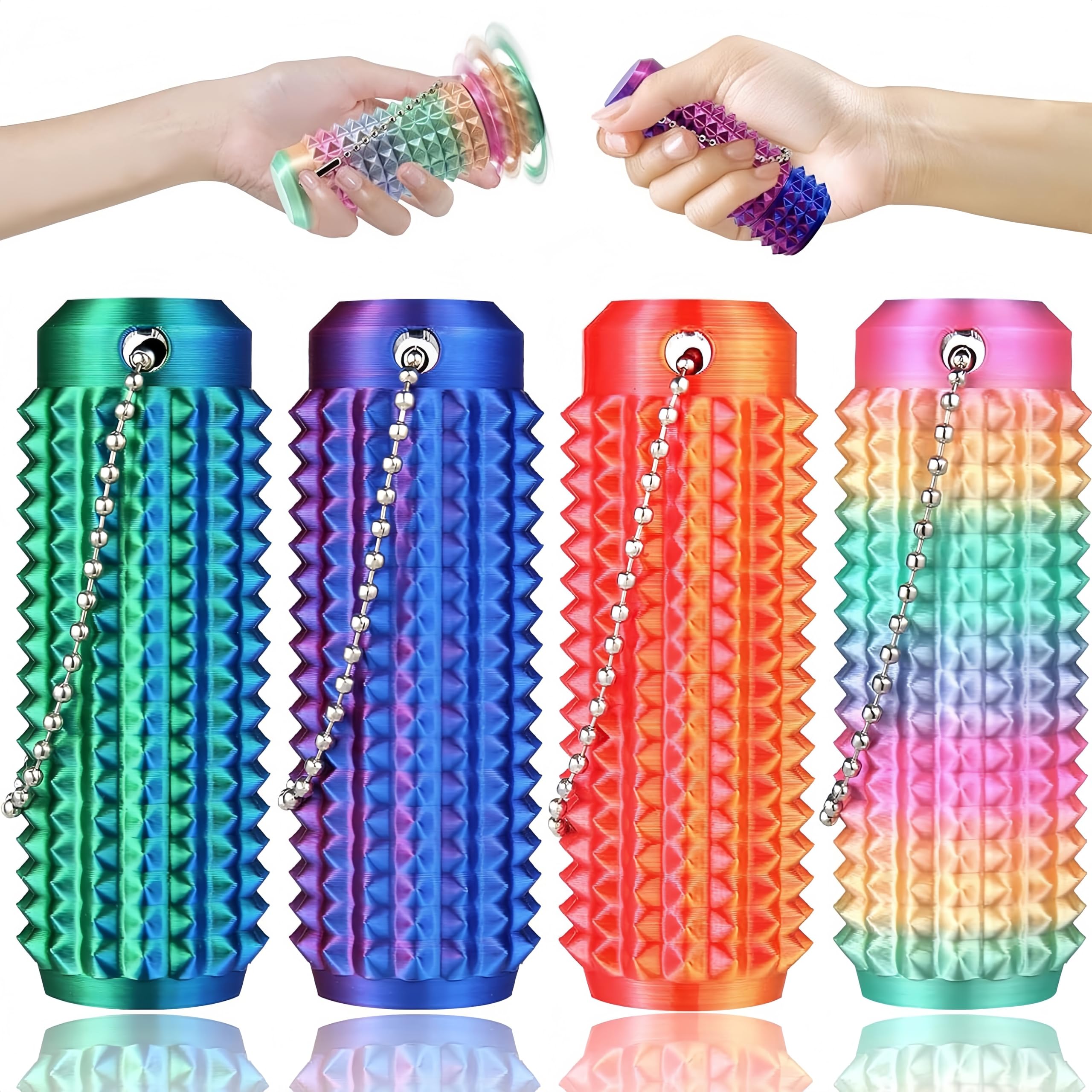 Set De 4 Juguetes Antiestrés Little Ouchies – Llavero Spiky Grippie Y Masajeador 3D, Portátil Y Colorido Para Ansiedad