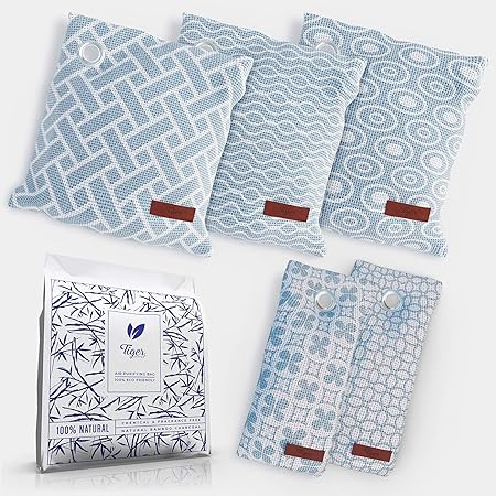 Bamboo Charcoal Air Purifying Bag 5 Pack 3x200g & 2x75g charcoal air purifying bag for large rooms, charcoal air purifying bag for shoes, bamboo charcoal air purifying bag large, charcoal bag for cars