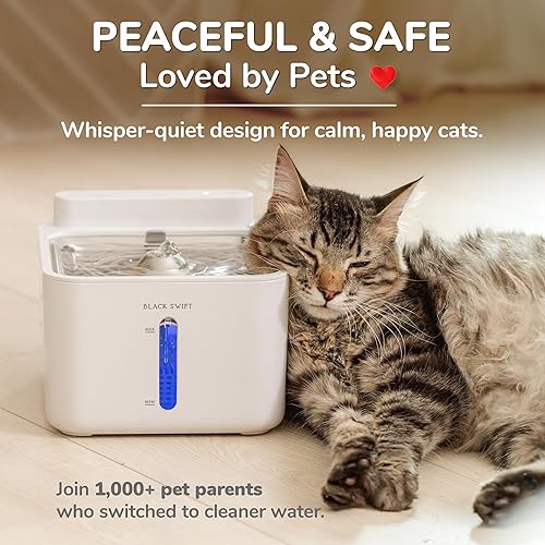 Miniatura 6 de BLACK SWIFT Fuente de agua UV-C Clean para gatos, acero inoxidable de 108 onzas, sin BPA, fuente inalámbrica para mascotas con bomba silenciosa