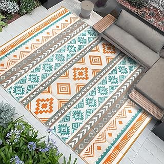 Famibay Outdoor Teppich Wetterfest Balkon Teppich Wasserfest Outdoorteppich Camping Leicht Plastik Kunststoff Teppich Outdoor Terrasse Garten Wendbar Picknickdecke Faltbar 245x305cm