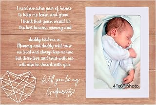 Godparents Proposal Wooden Photo Frame Gifts for Best Friends Sister Bestie BFF Godmother Godfather,Baby Gift Shower,New Baby Announcement,Baptism Presents,Will You Be My Godparents,Fits 6"x 4" Photo