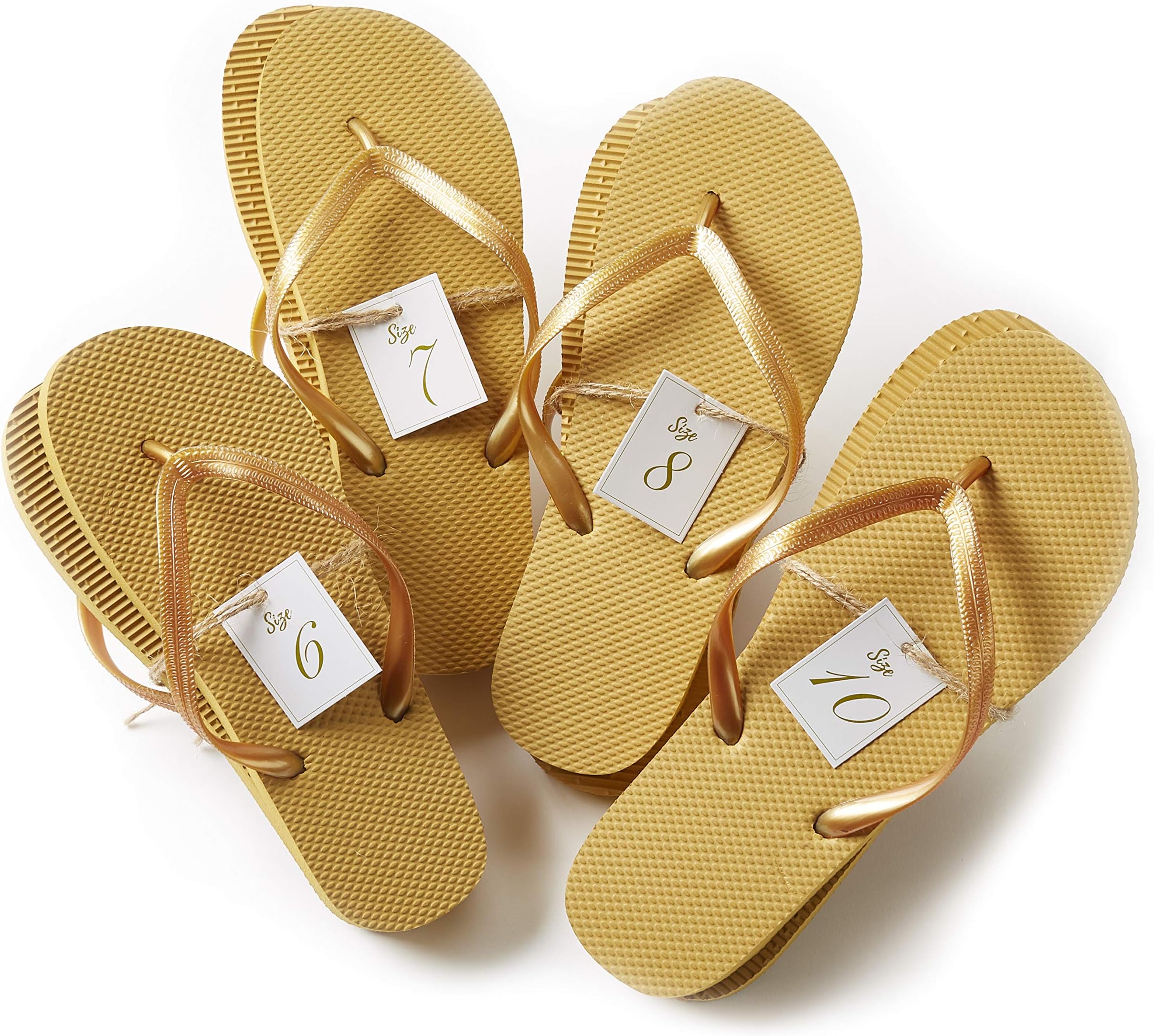 Bulk Flip Flops For Wedding Guest | 52 Pack Wholesale Flip Flop Sandals | Twine Wrapped Individually with Decorative Size Cards and Wedding Reception Sign Included…