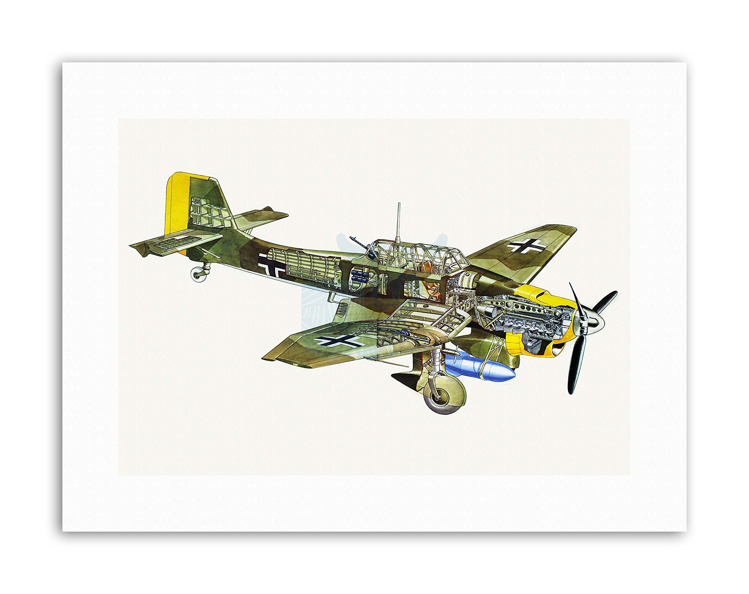 Wee Blue Coo War Bomber Plane 1936 Stuka Germany Cutaway Drawing Military Canvas Art Print