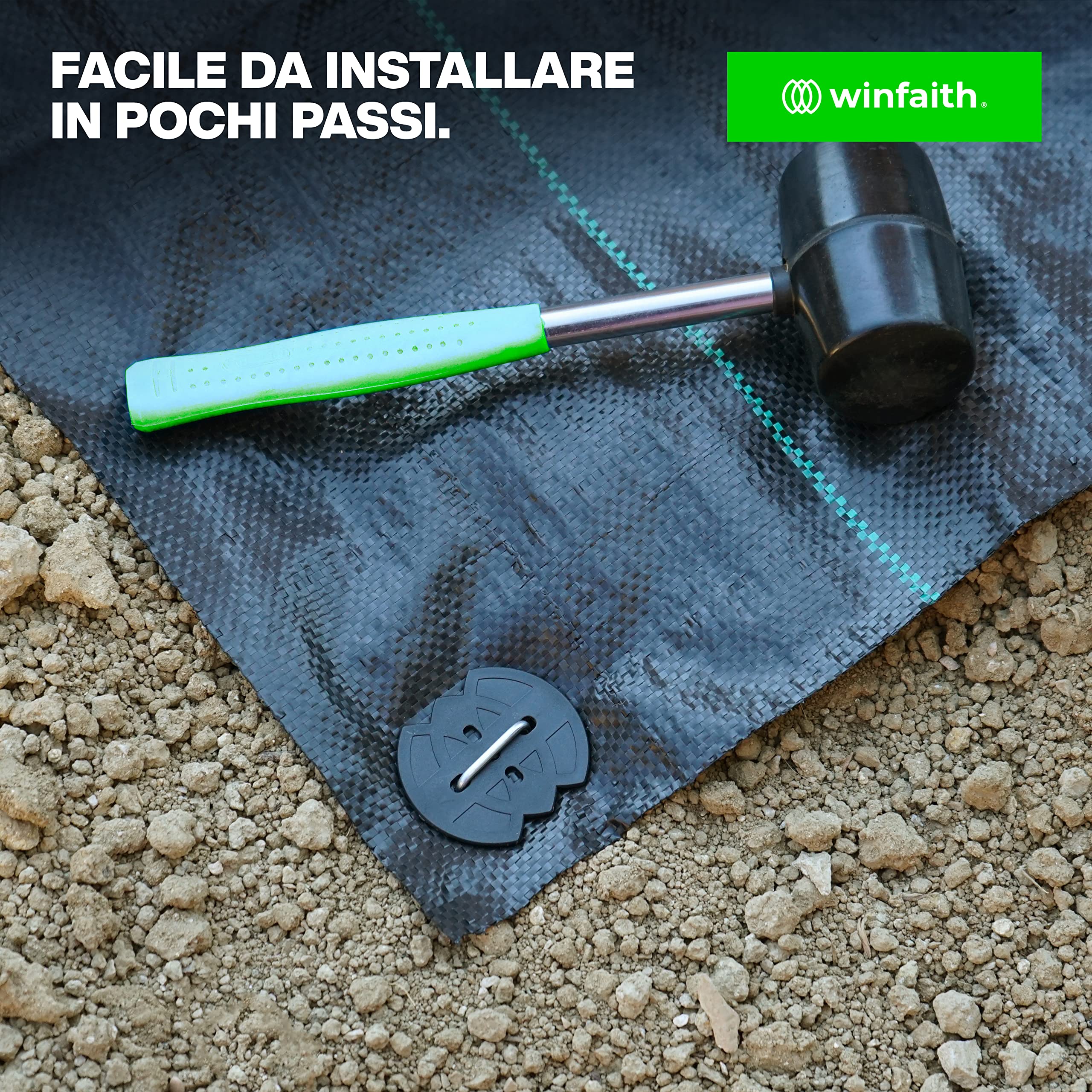 Telo Pacciamatura 100 g/m² Picchetti in Acciaio H150 x L30 x D3 e Rondelle in Plastica - Anti Erbacce Orto Giardino - Telo Nero in Polipropilene Permeabile Protezione dai Raggi UV - 2m x 10m