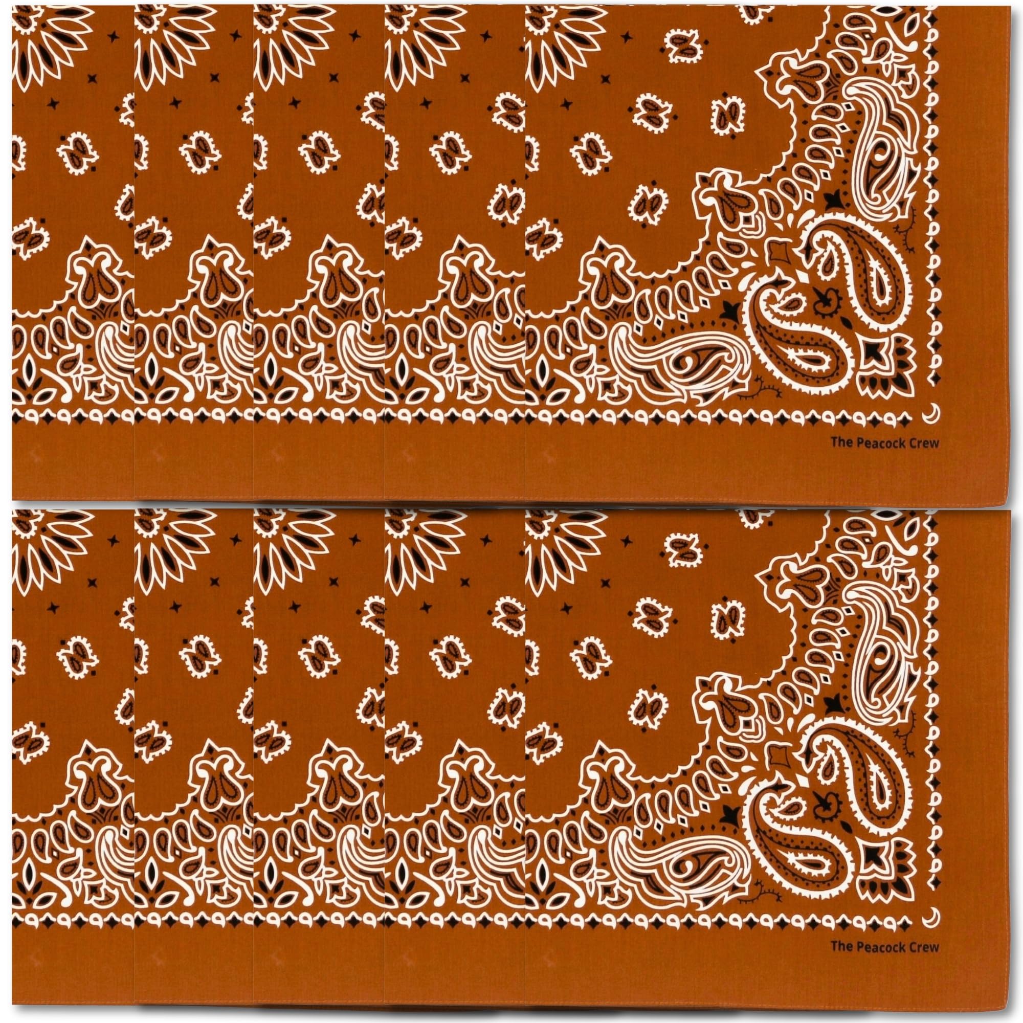 The Peacock Crew Premium Soft Cotton Bandanas Pack for Men and Women Paisley 22 x 22 inches