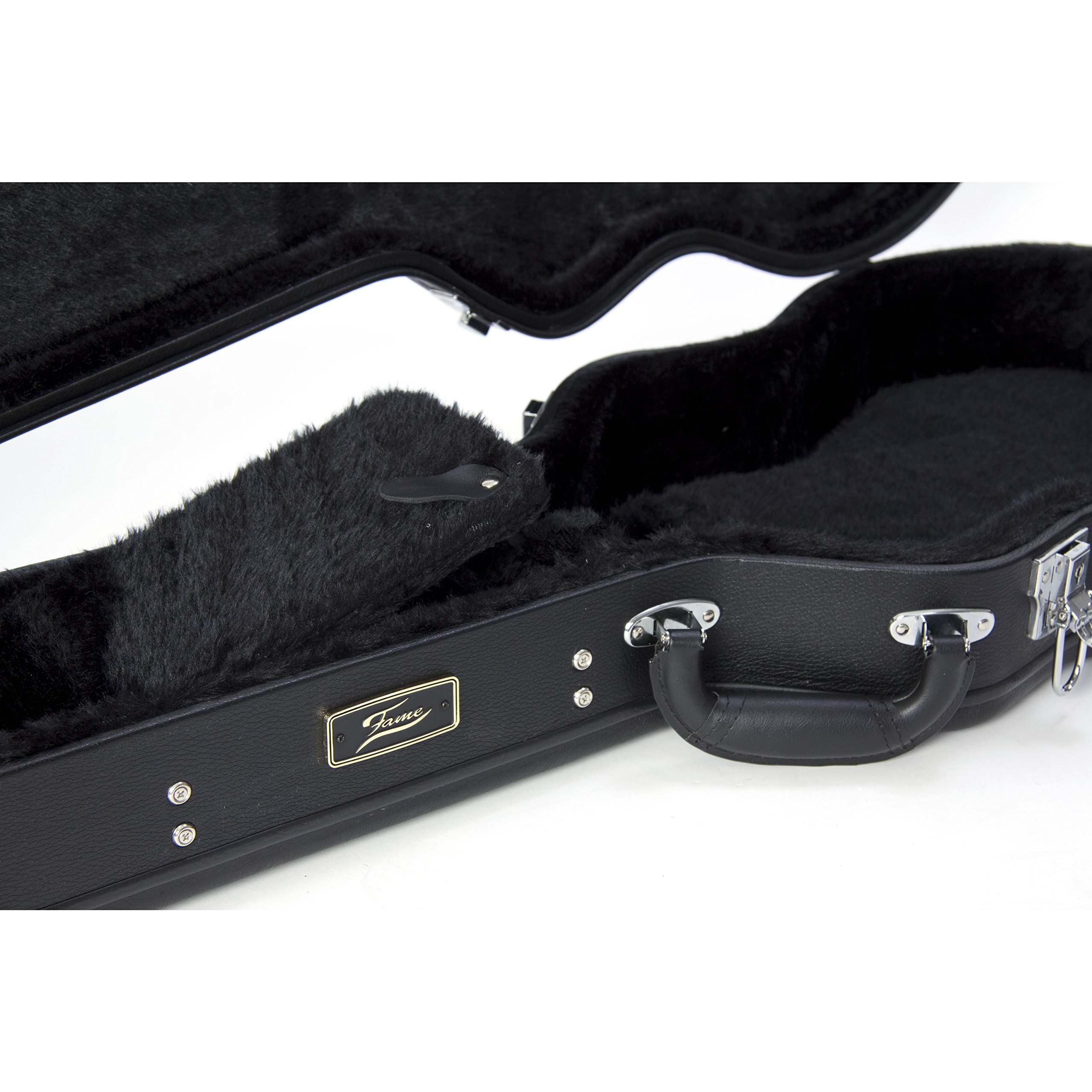 Fame Case Singlecut Gitarrenkoffer, Schwarz, Robuster E-Gitarren Koffer, Wetterfester Holzkern, Stabile Metallschnallen, Zubehörfach, Polsterung, Ideal für sicheren Transport und Schutz