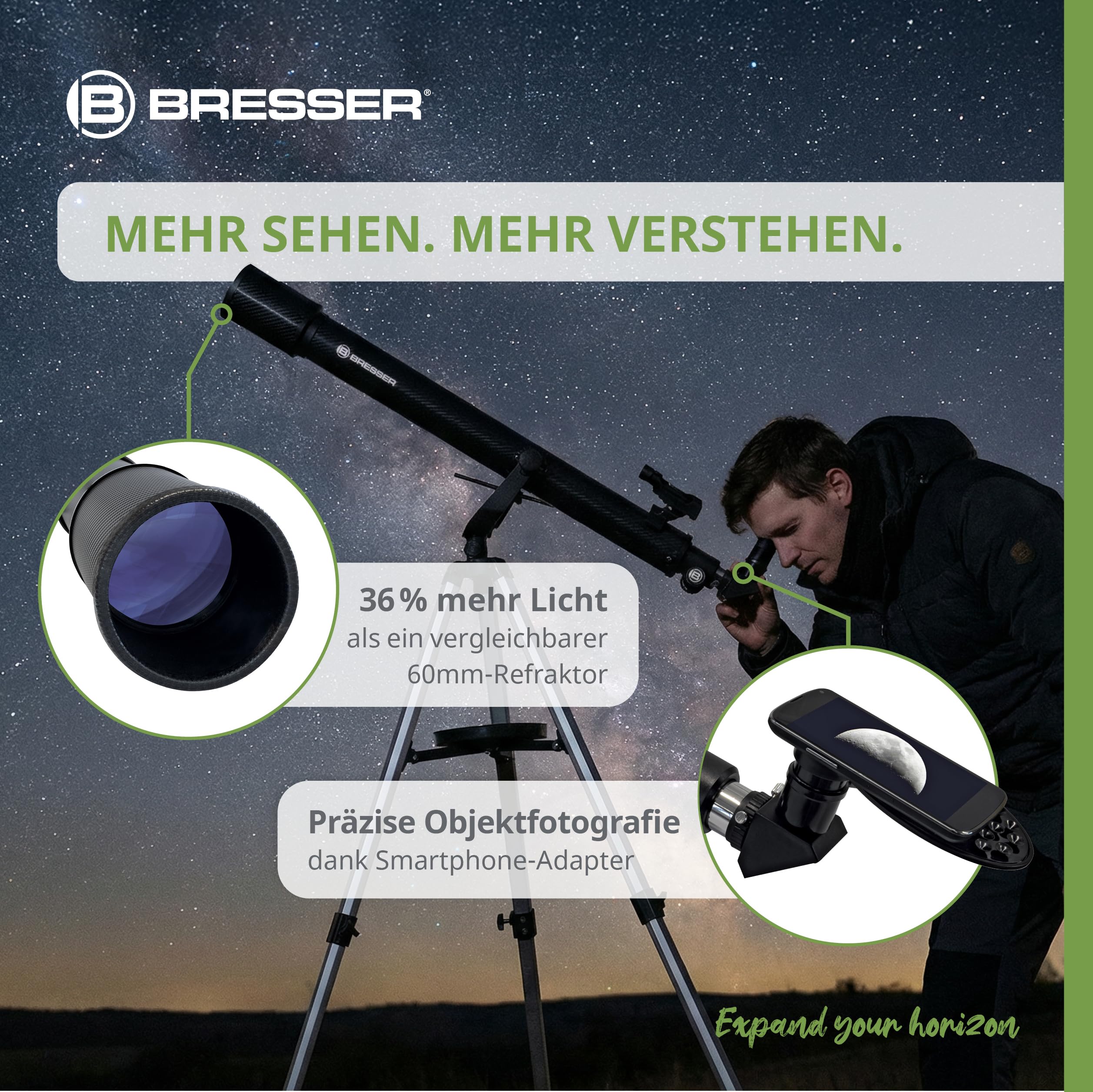 Bresser Sirius 70/900 AZ Teleskop refraktorowy z adapterem do smartfonów