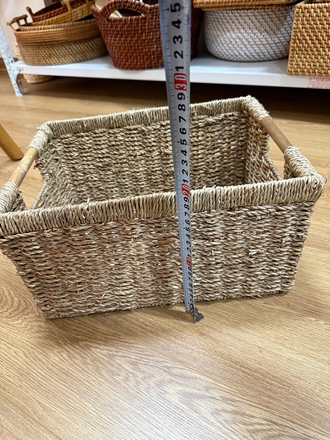HomeRoots Seagrass Storage Baskets Set of 3, Woven Seagrass Baskets for Shelves, Closet, Nursery, Living Room, Natural Wicker Storage Baskets for Organization and Home Decor
