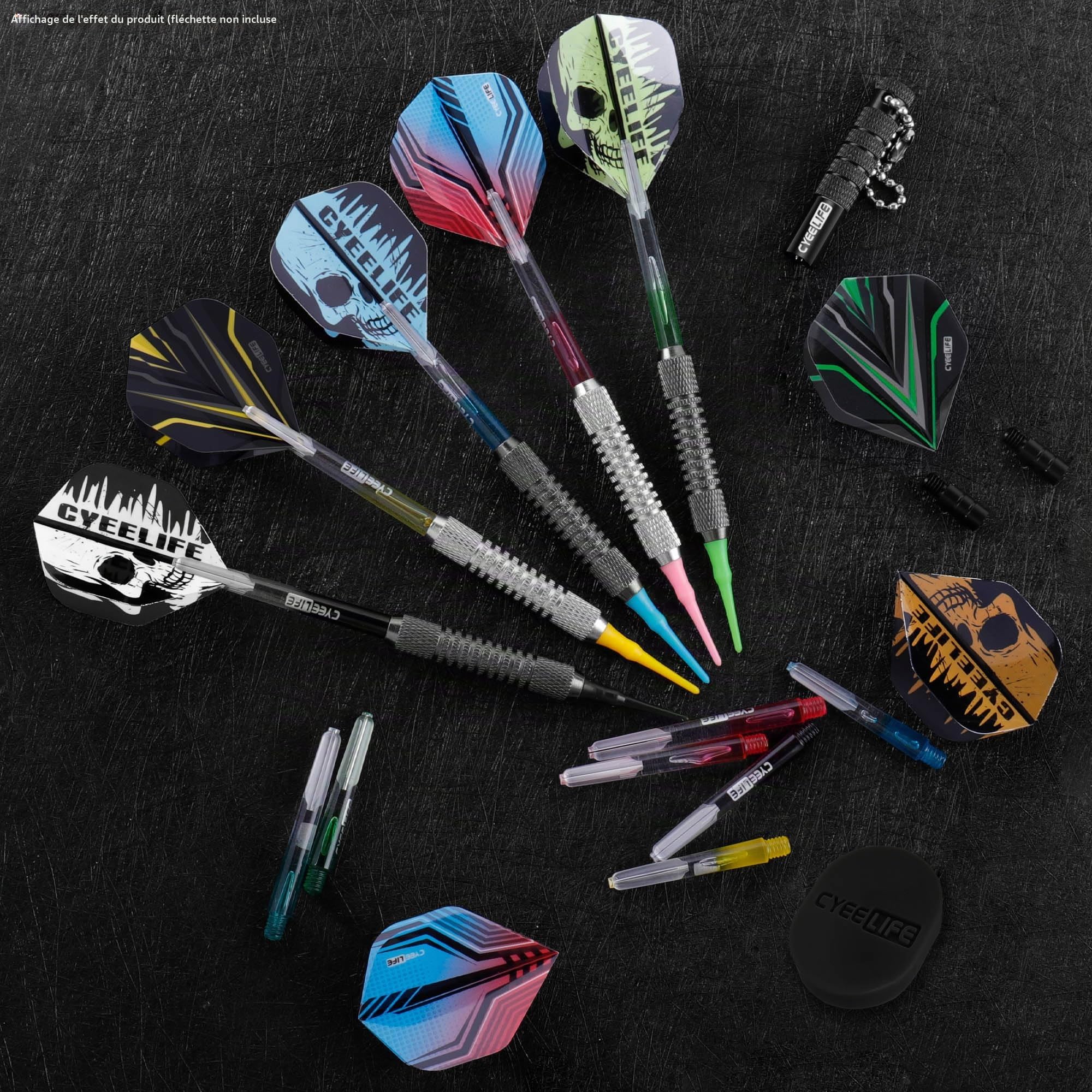 CyeeLife Ensemble de 180 pièces d'accessoires de fléchettes, Accessoires de fléchettes Professionnels avec ailettes, tiges, protège-Pointes, Joints en Caoutchouc/Ressort