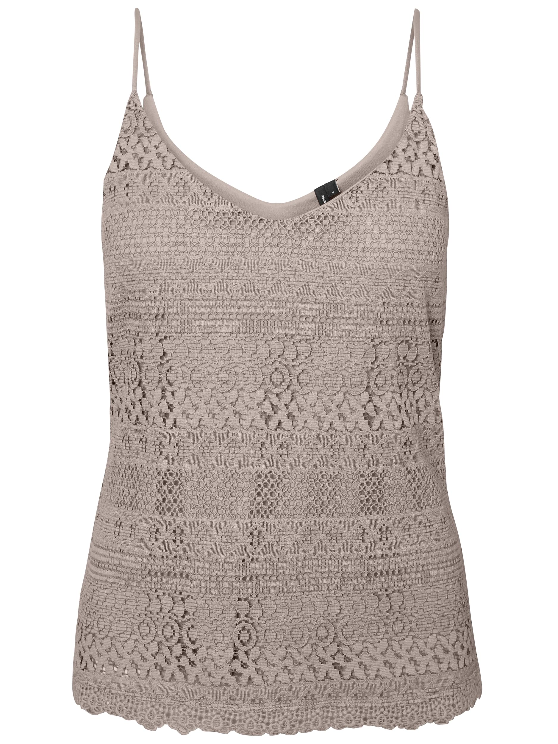 VERO MODA Women's Vmhoney Lace Singlet WVN Top, Moon Rock, XS