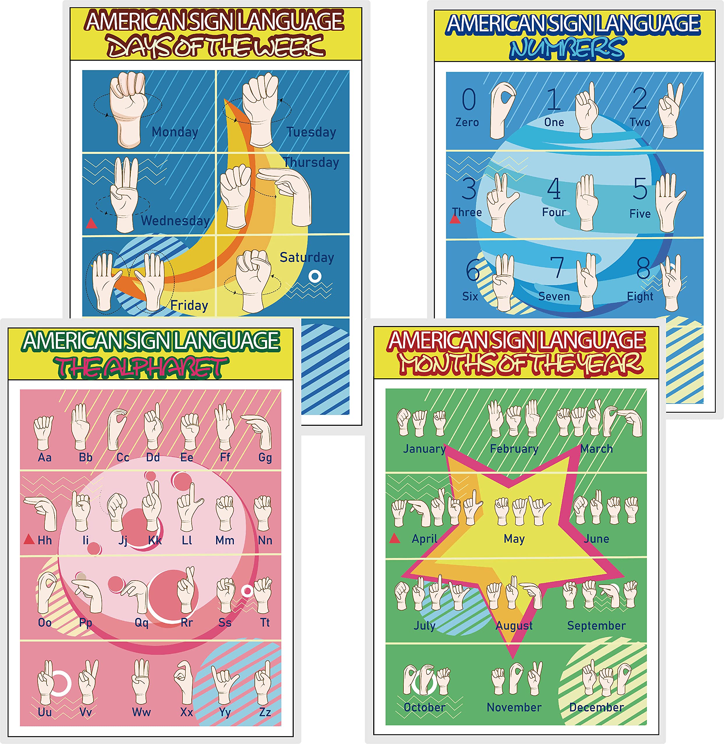 Buy 4 ASL Kids Sign Language s for Classroom, American Sign Language