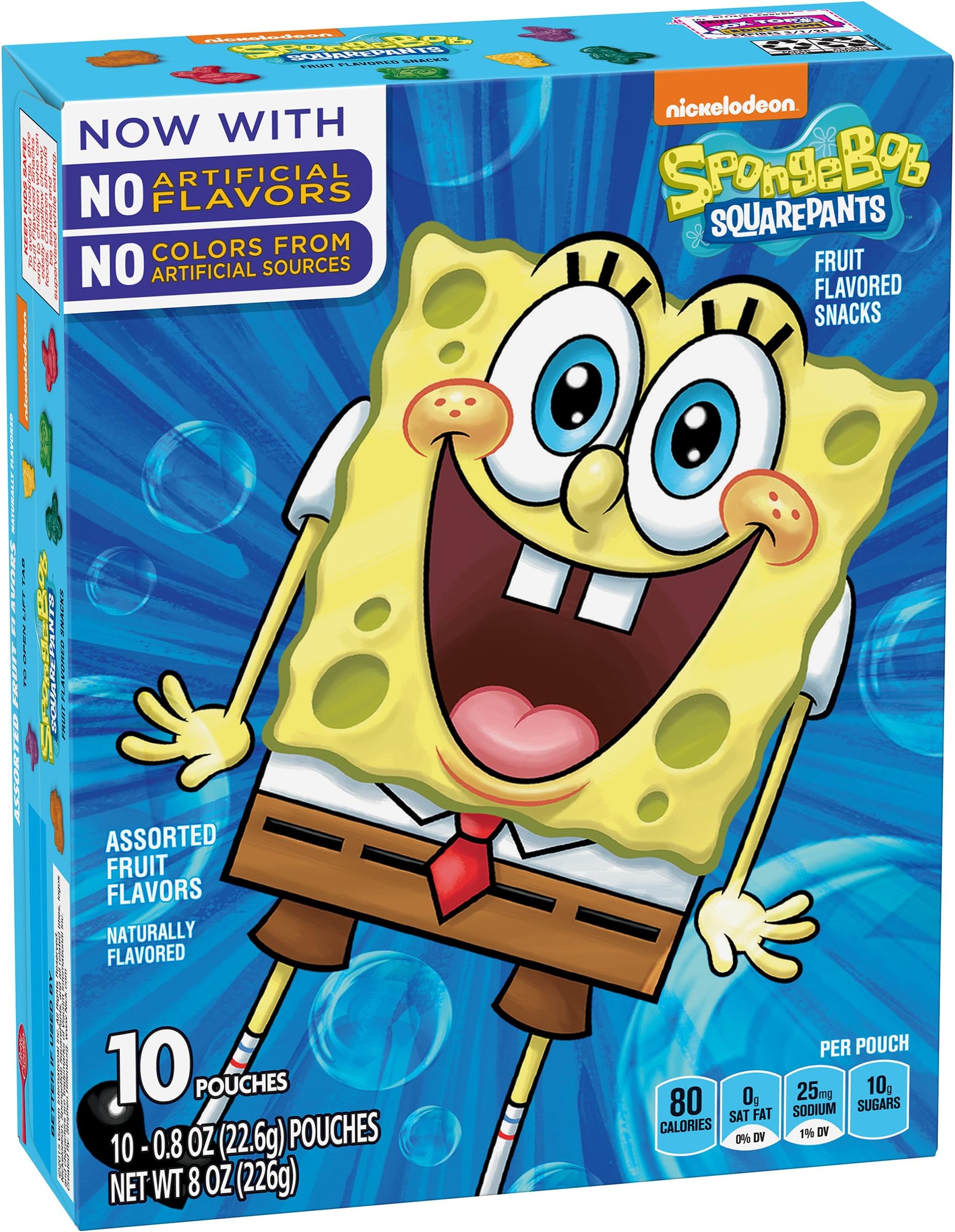 Betty Crocker Fruit Snacks, SpongeBob SquarePants Snacks, 10 Pouches, 0.8 oz Each