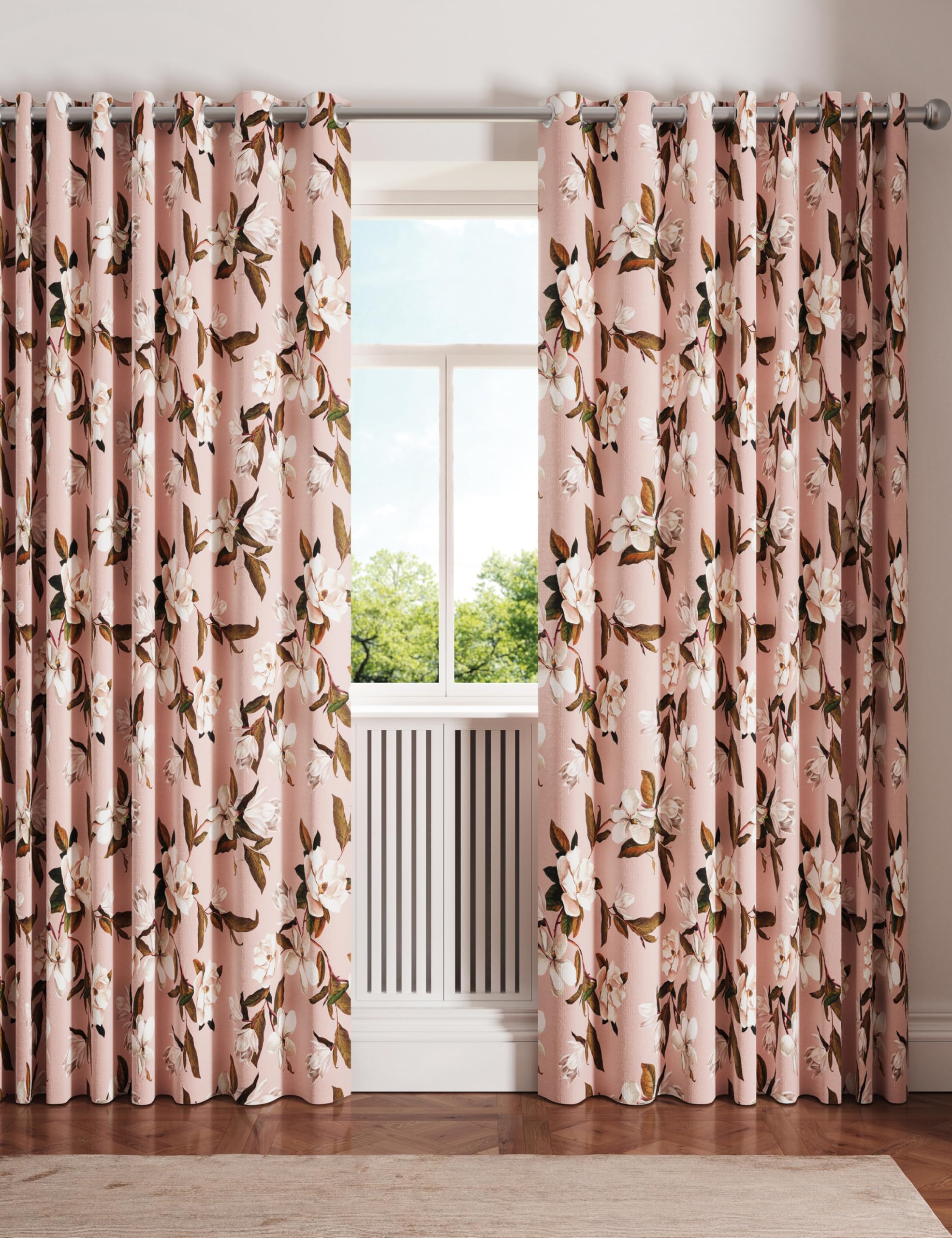 Ted Baker Opal Floral Lined Curtains 90" x 72", Pink