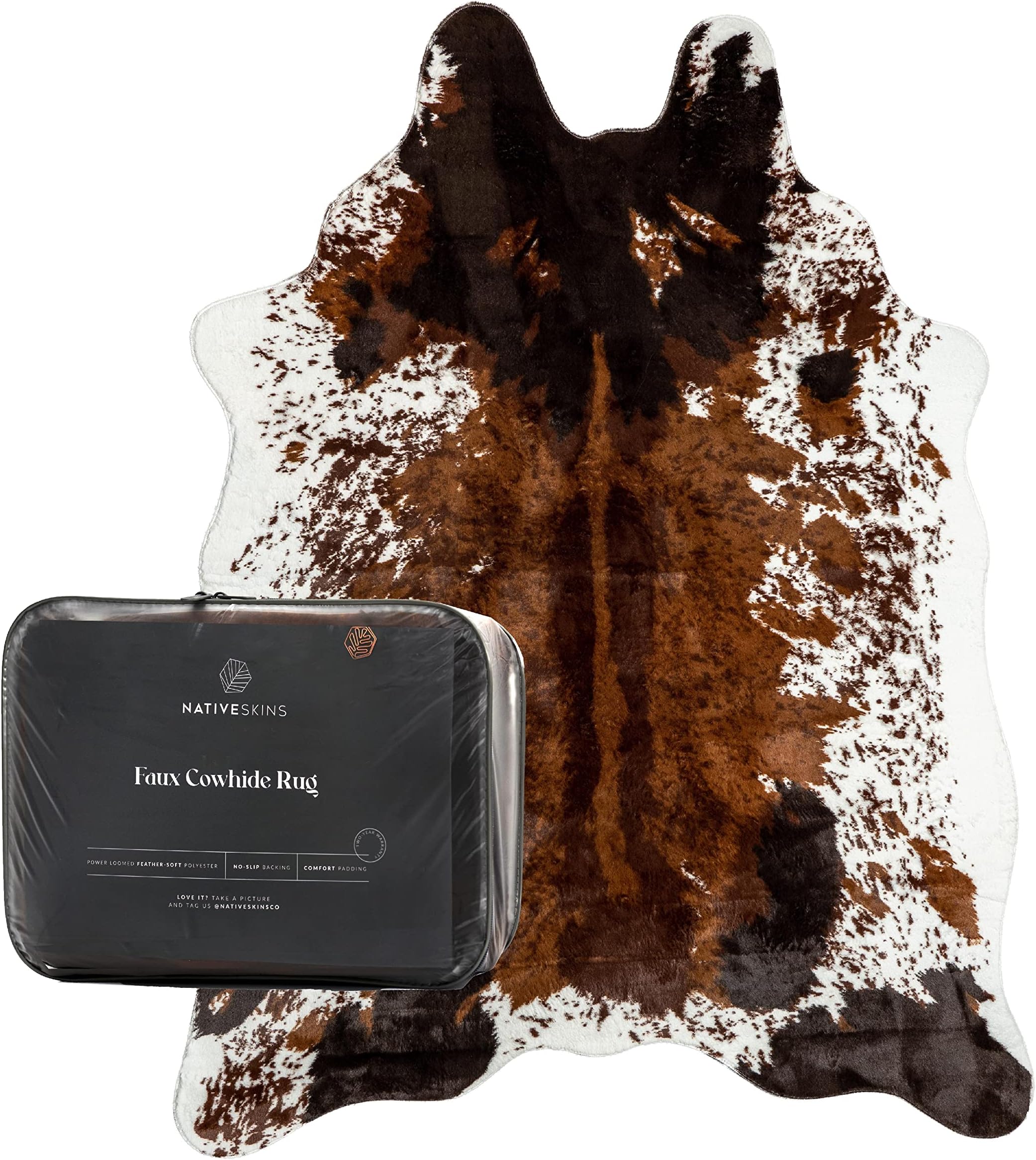 NativeSkins Faux Cowhide Rug (140cm x 200cm) Original Brown Mix