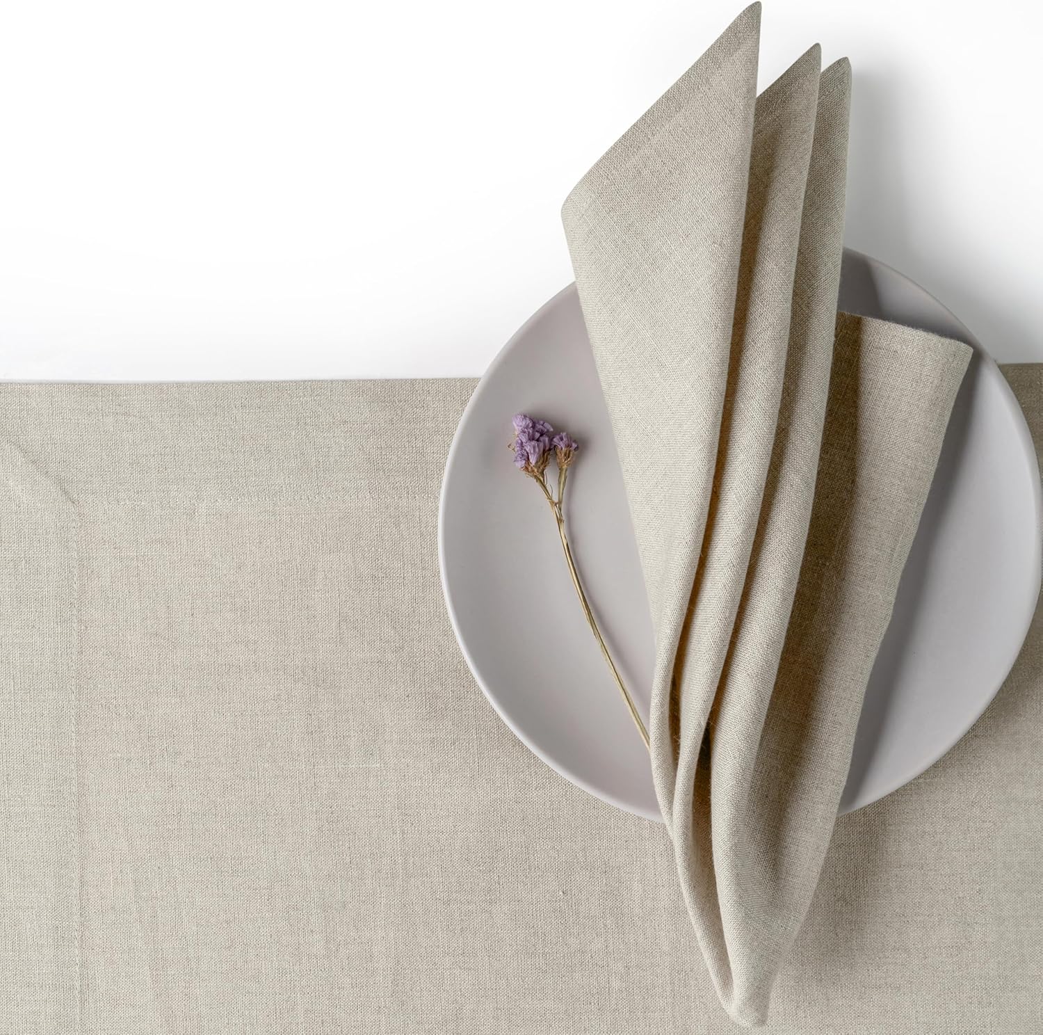 D'Moksha Homes Natural Linen Napkins 18 x 18 Inch - 100% Pure Linen Cloth Washable Dinner Napkins Set of 4 for Spring, Easter - Image 2