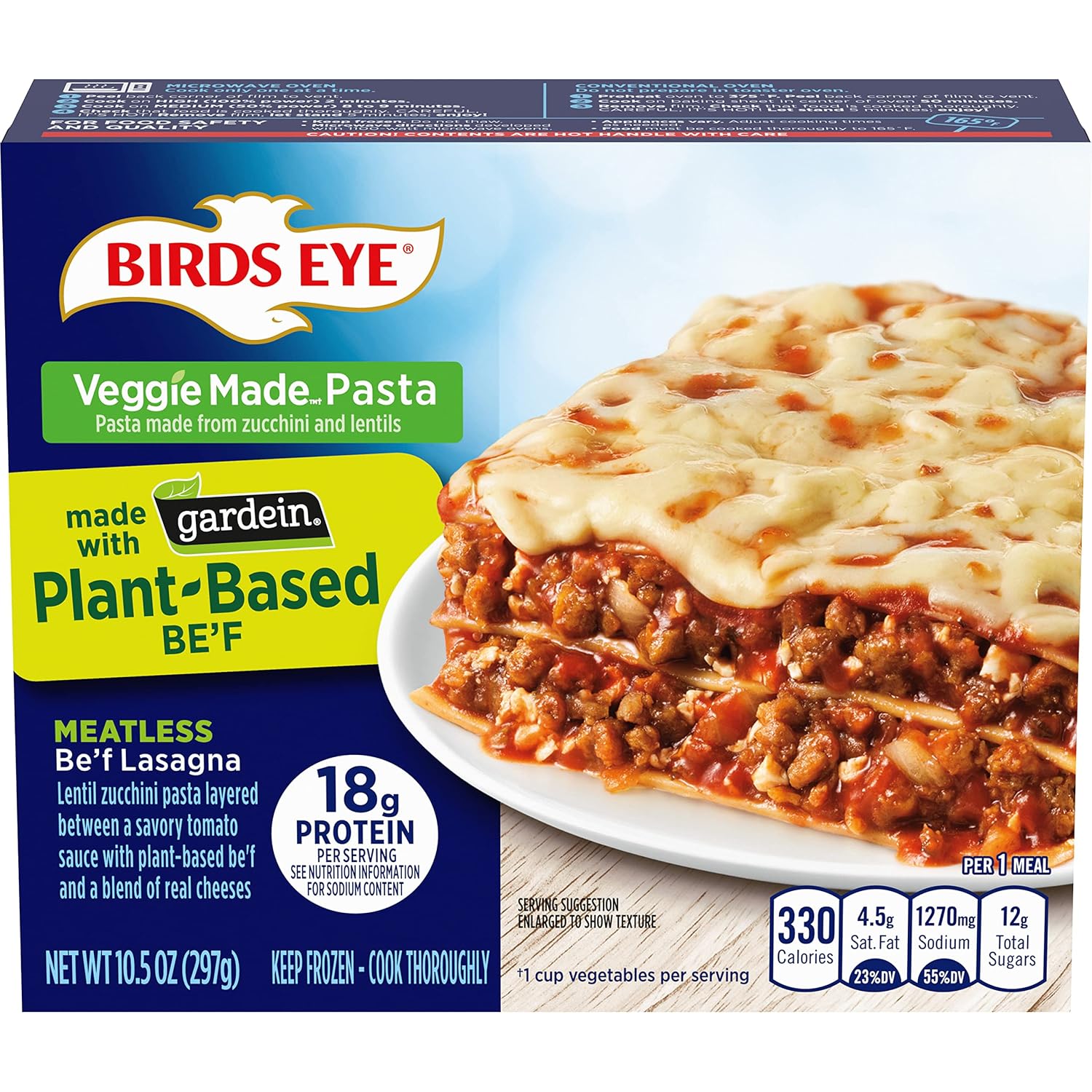Birds Eye Plant Based Gardein Meatless Be'f Lasagna, Frozen Meal, 10.5 OZ