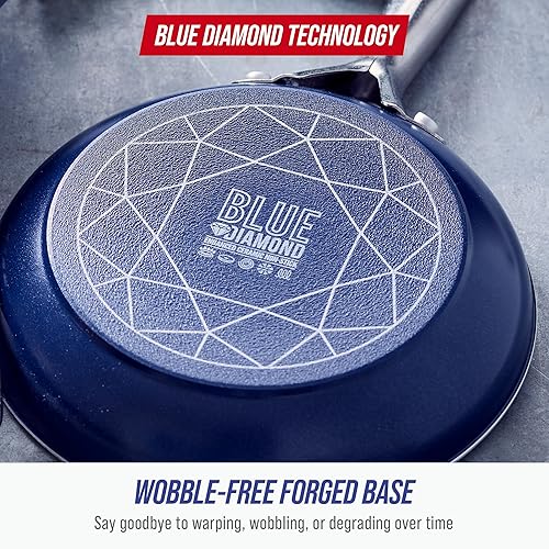 Miniatura 8 de Blue Diamond - Sartén de 12 pulg de cerámica con infusión de diamantes, antiadherente, sin PFAS/PFOA, apto para lavavajillas, horno, utensilios