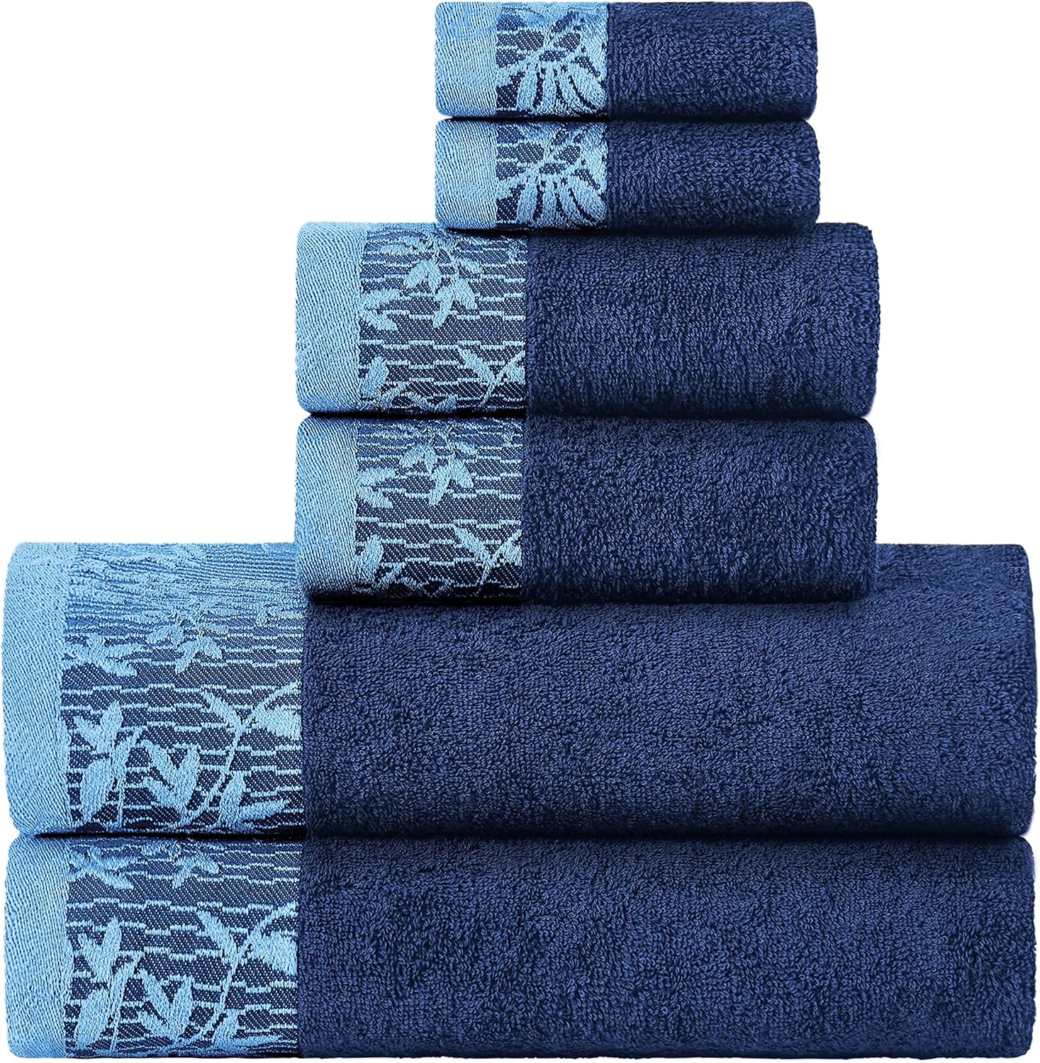 Superior 6 Piece Cotton Towel Set, Floral Jacquard Dobby