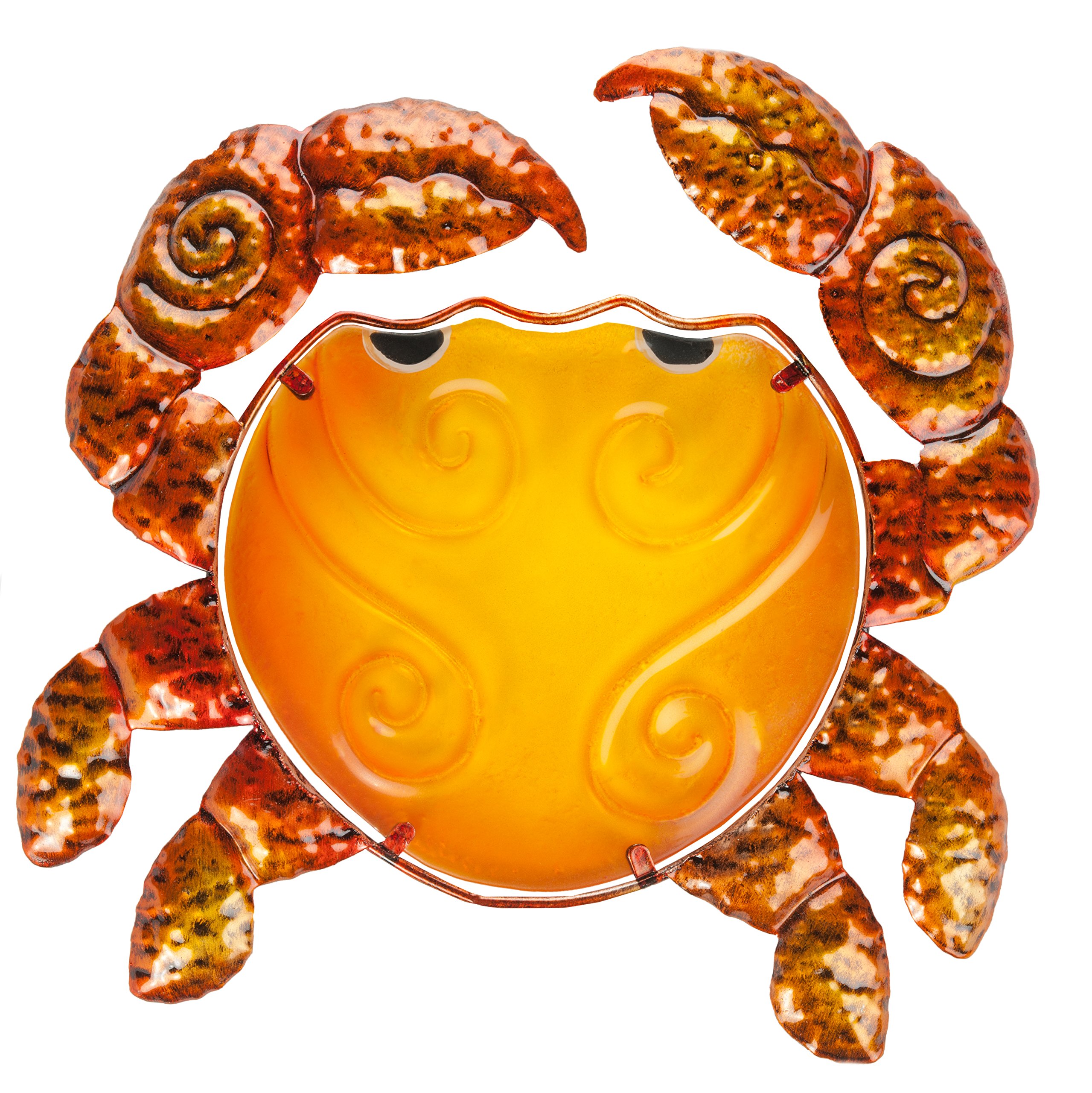 Metal and Glass Crab Wall Art - 25cm - Perfect Patio Hanging Beach Decor