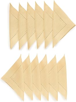 Solino Home 100% Pure Linen Cocktail Napkins Beige, 6 x 6 in, Set of 12