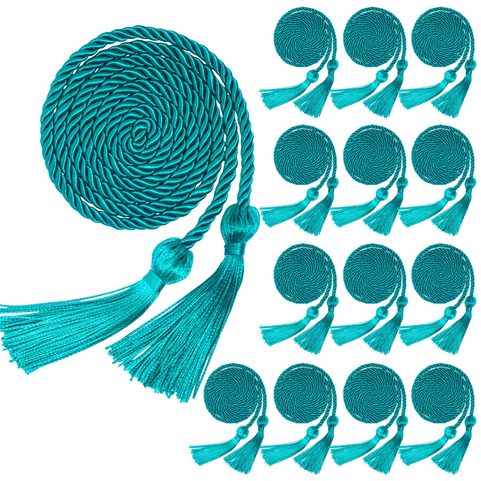 View 1 of 14 Pieces Graduation Teal Honor Cord Bulk Braided Honor Cord Tassel for Graduation Students Bachelor Master Graduates Photography Grad Days Decor