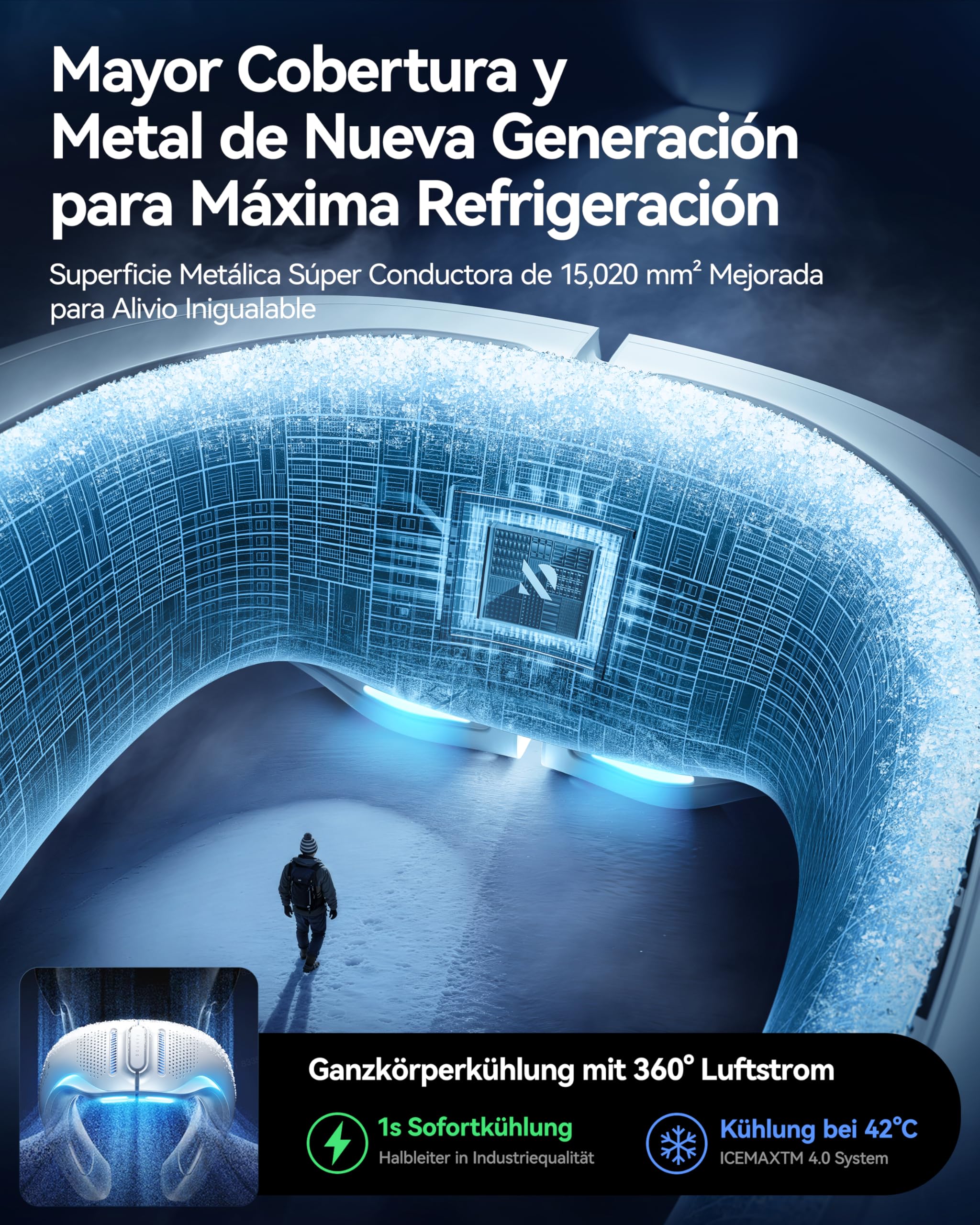 RANVOO AICE LITE MAX 2026 Aire Acondicionado de Cuello con IA, Enfriamiento Real Rápido, Ventilador de Cuello Recargable 6000mAh, Flujo de Aire 720°, Regalo de Verano para Mamá, Blanco Ártico