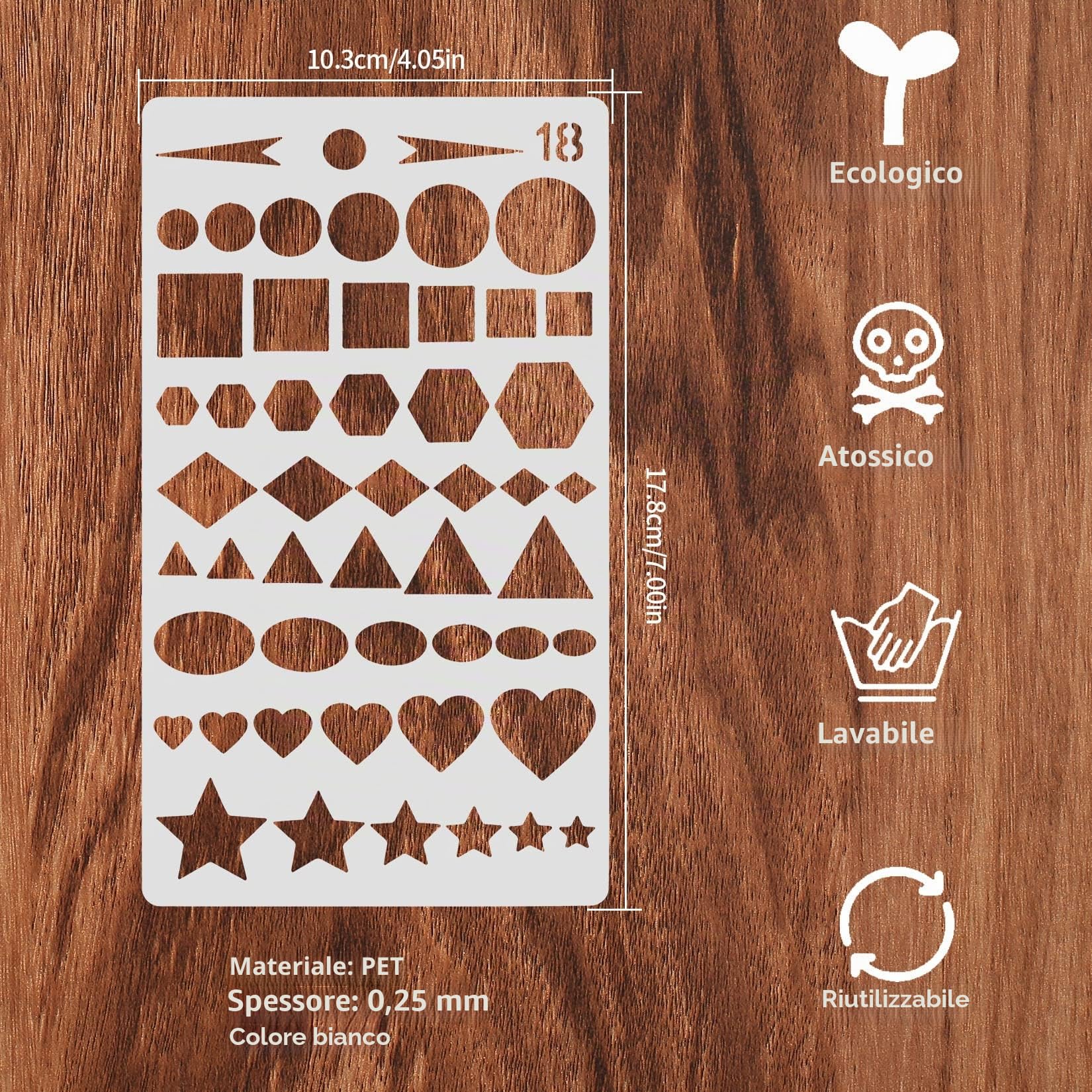 20 Pezzi Stencil Per Pittura, Stencil Riutilizzabile modelli di stencil, Bullet Journal Stencils, Modello di Pittura Stencils Set per Artigianato Verniciatura a Spruzzo Progetti Artistici fai da te