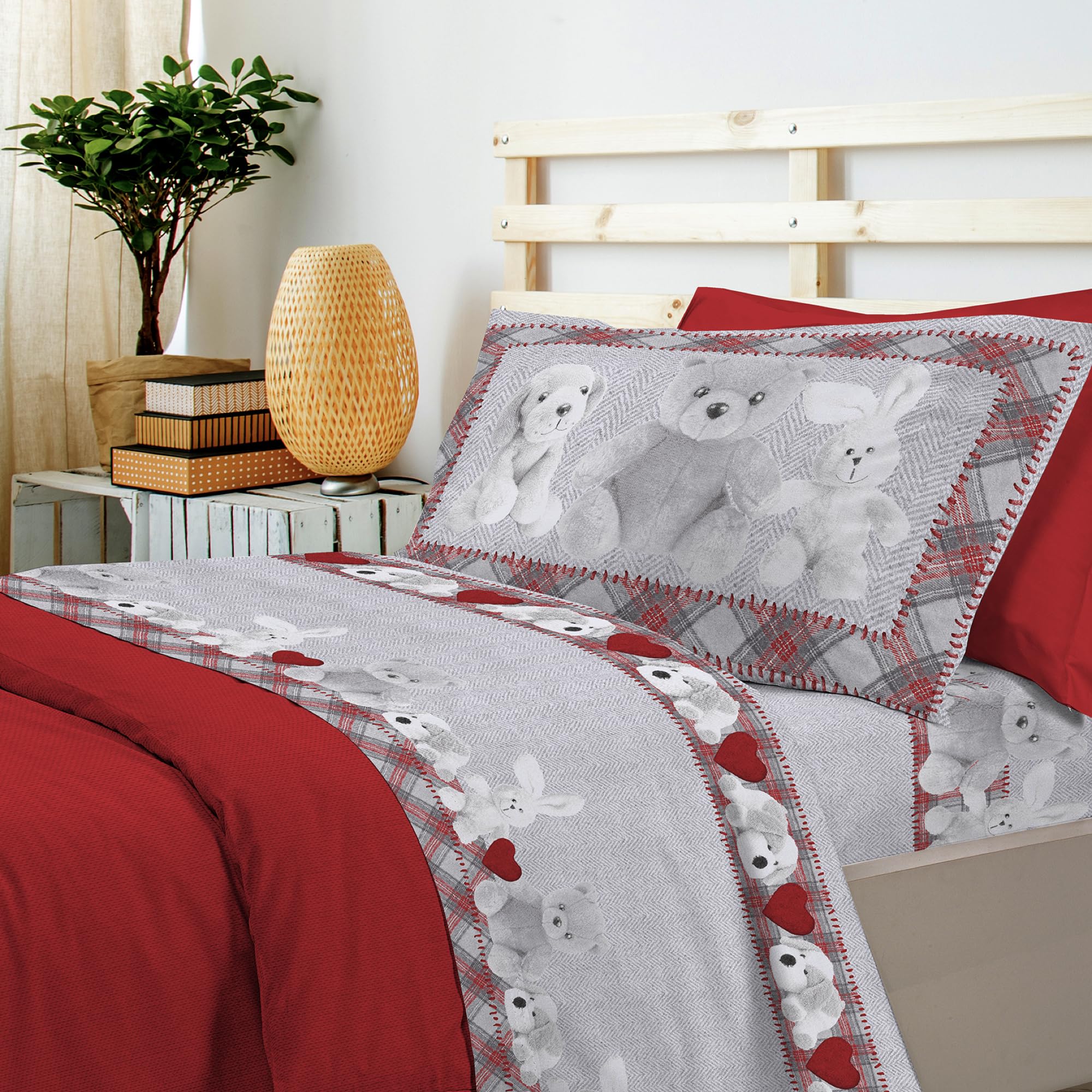 PENSIERI DELICATI 100% Cotton Double Bed Set, 120 x 200 cm, Complete with Bottom Sheet, Top and 1 Pillowcase, Made in Italy - Image 2