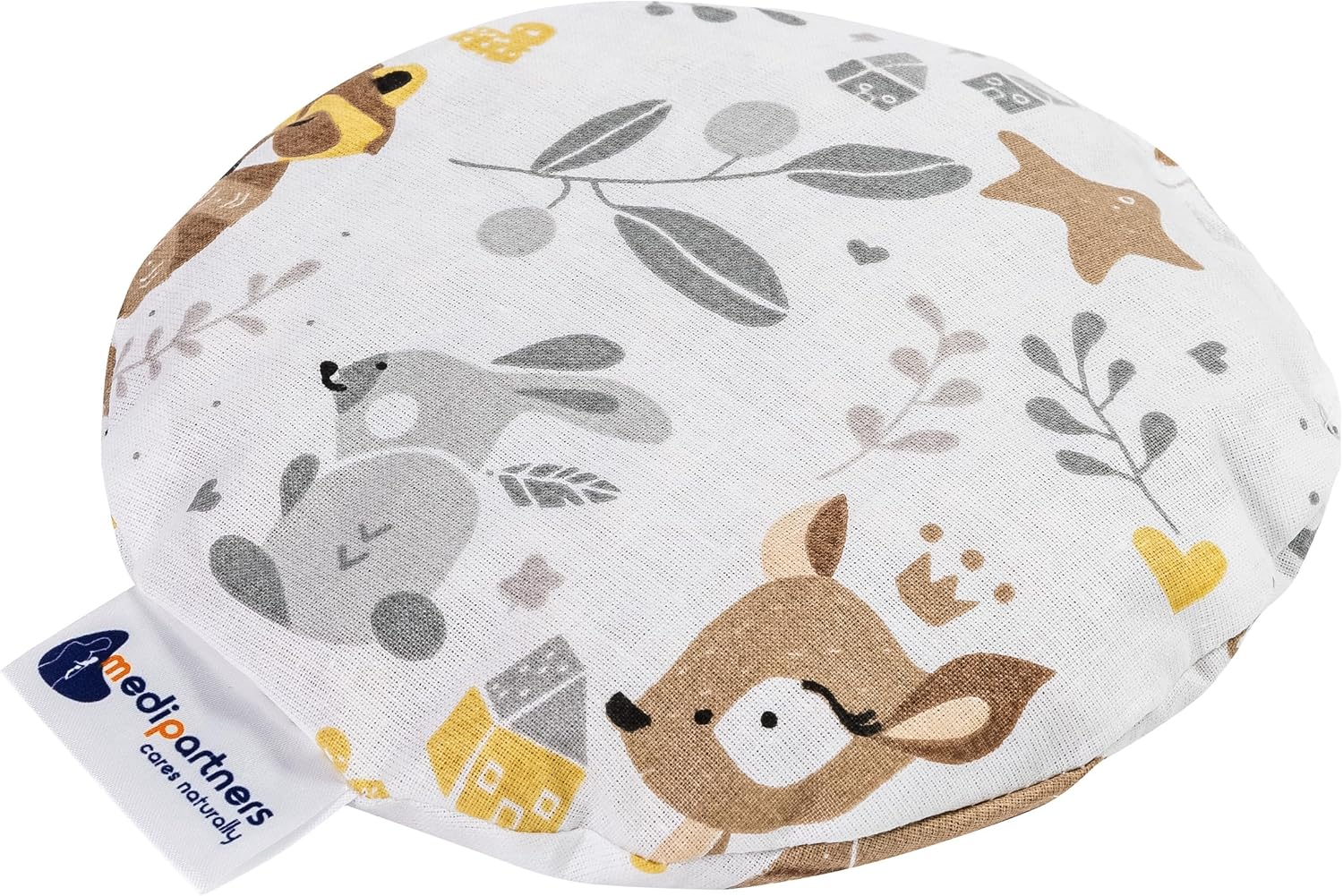 Medi Partners Cherry Stone Cushion Heat Cushion Grain Cushion for Babies 180 g Round 15 cm Eco Natural 100% Cotton Heat + Cold Therapy Massage Therapy (Deer)