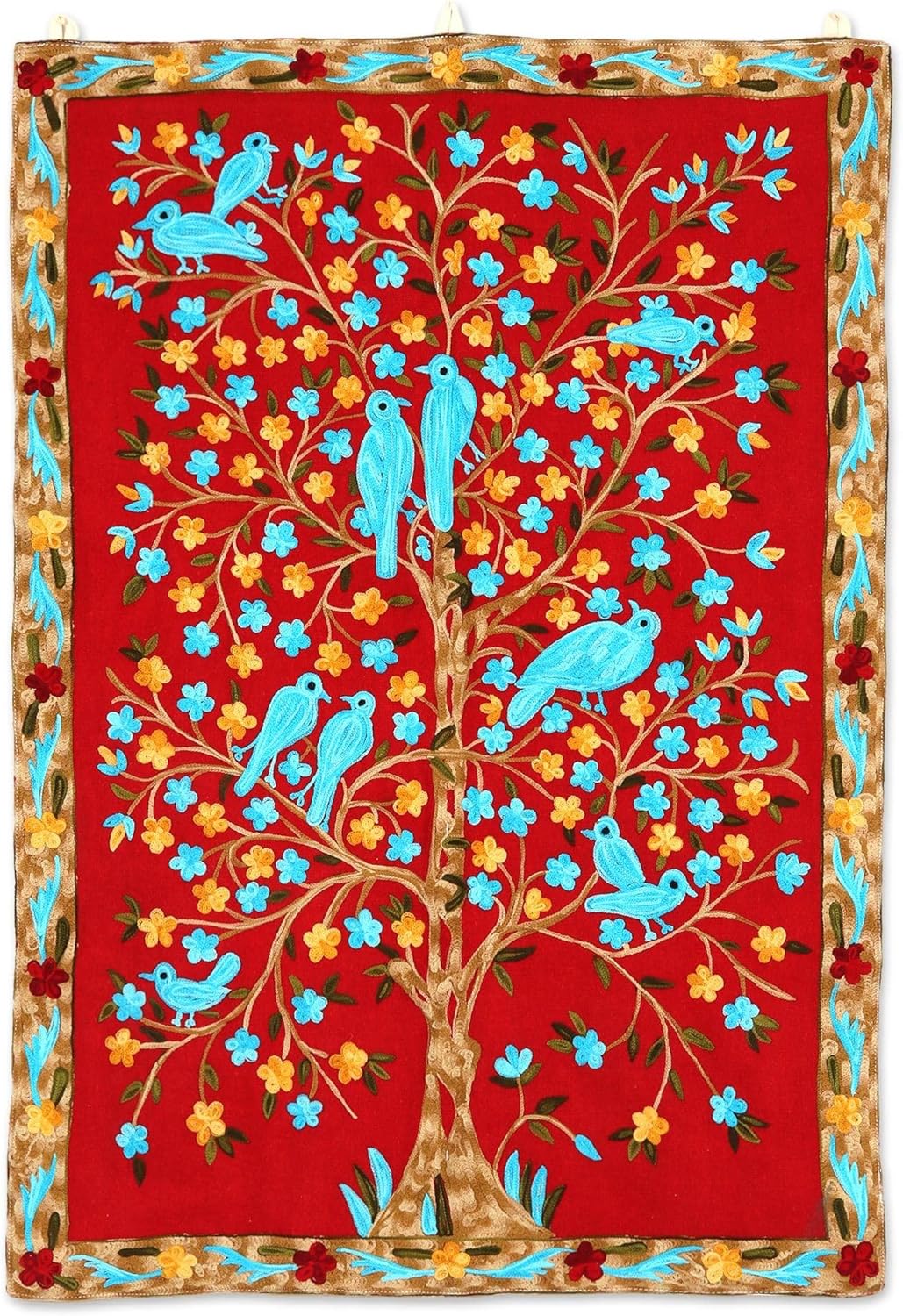 NOVICA Multicolor Wool Animal Themed Tapestry from India 'Abode of Birds Ii'