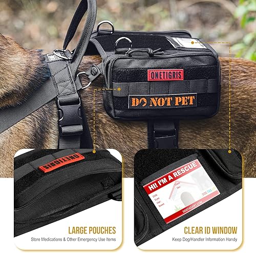 Miniatura 6 de OneTigris Arnés de chaleco para perro de servicio, arnés de mochila para perro de servicio con bolsas, bolsa de sillín para perros pequeños,