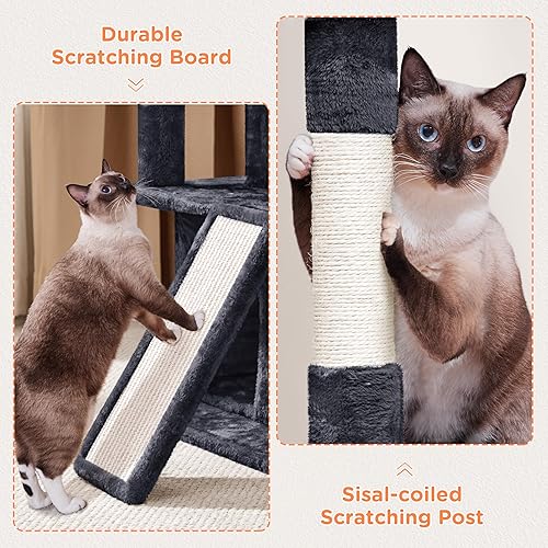 Miniatura 4 de Yaheetech Árbol para gatos de interior, torre para gatos de 36 pulgadas con percha extragrande, postes rascadores, tabla de rascar, bola colgante,