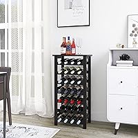 Vista 23 de SMIBUY Bamboo Wine Rack, 28 Bottles Display Holder with Table Top, 7-Tier Free Standing Storage Shelves for Kitchen, Pantry, Cellar, Bar (Grey)